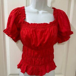NWT RED PEASANT BLOUSE FROM SELF CONTRAST